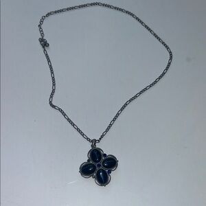 Elegant Blue Pendant Necklace on silver